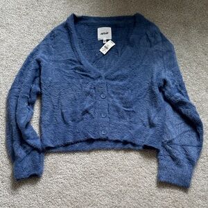 Aerie blue fuzzy cardigan M